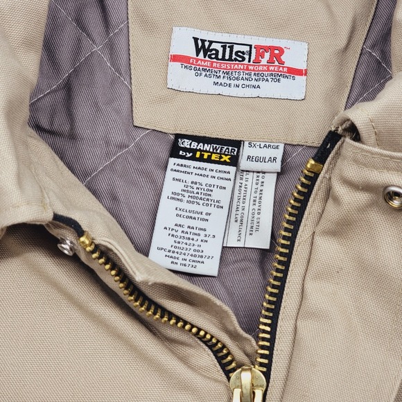 WALLS FR Flame Resistant‎ Itex Insulated Work Jacket Coat Heavy Beige Mens 5XL - Picture 5 of 16